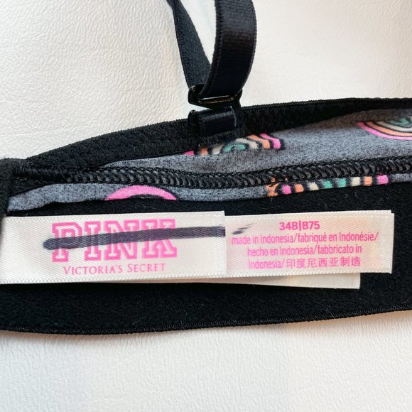 NWOT Victoria's Secret PINK Bra 34B Wear Everywhere Wireless Push Up Rainbow - Picture 7 of 9